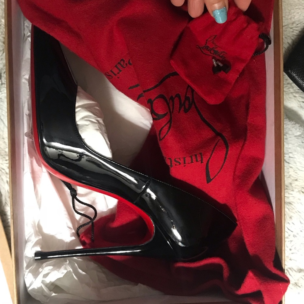 Christian Louboutin Oh So Kate Black Leather 38 7 - Picture 5 of 5